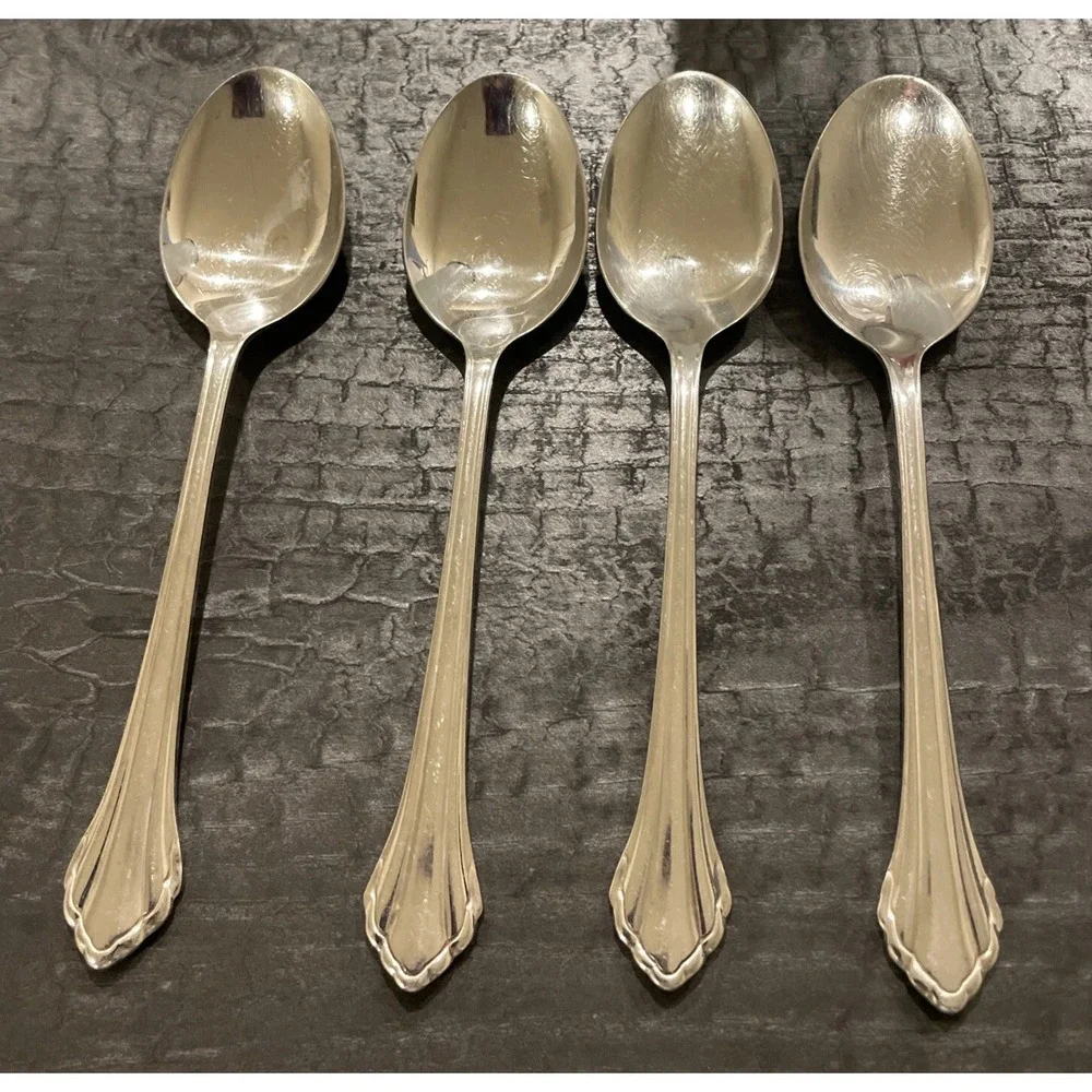Oneida Community Clarette Stainless Flatware Oval Soup Spoons‎ Set Of 4